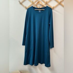 Wool& Eliza Swing Dress Large Long Blue